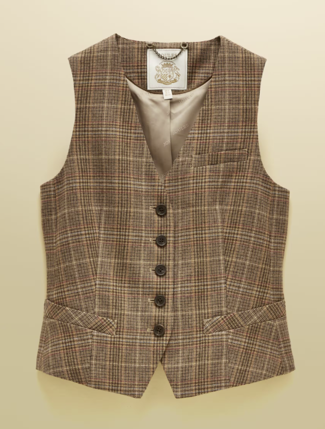 Joules Foxley Check Wool Rich Tweed Waistcoat