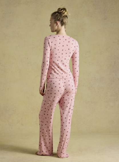 Joules Pointelle Floral Printed Long Sleeve Pyjama Set
