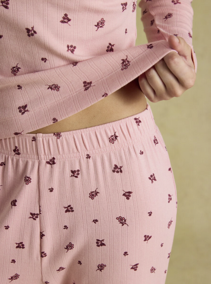 Joules Pointelle Floral Printed Long Sleeve Pyjama Set