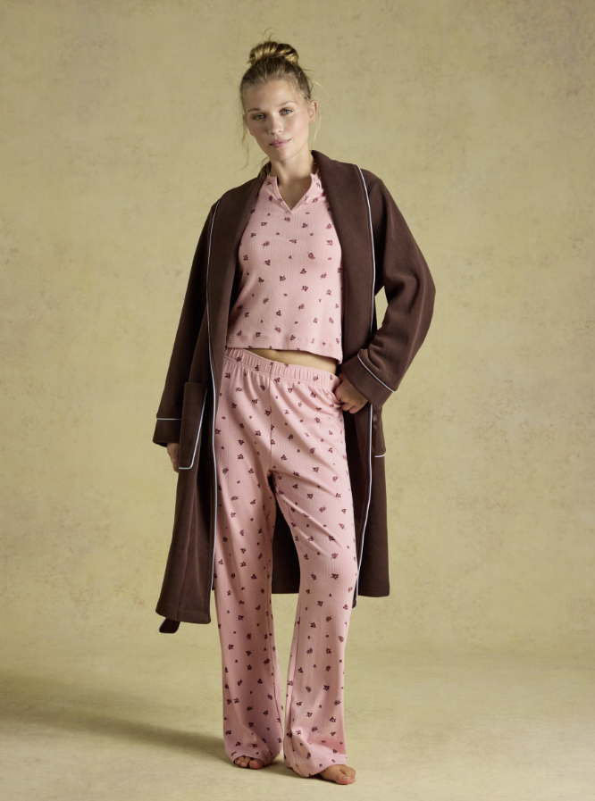 Joules Pointelle Floral Printed Long Sleeve Pyjama Set