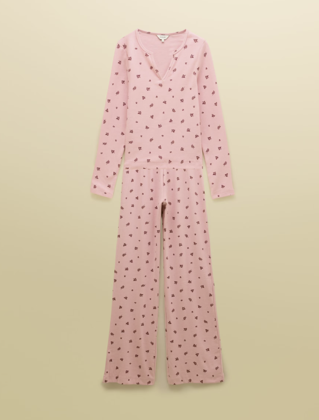 Joules Pointelle Floral Printed Long Sleeve Pyjama Set