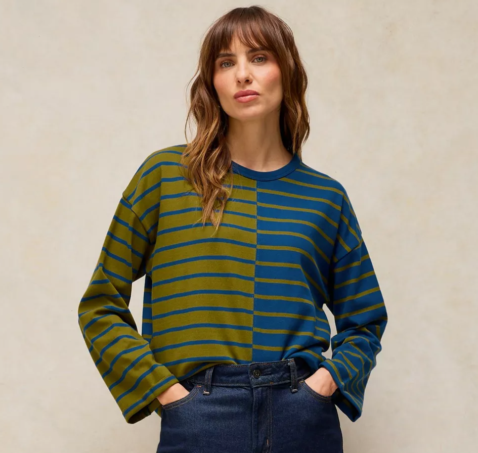 White Stuff Kim Long Sleeved T-shirt Green Multi