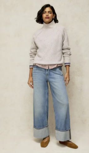 White Stuff Talia Nep High Neck Jumper Light Grey