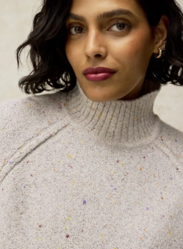 White Stuff Talia Nep High Neck Jumper Light Grey