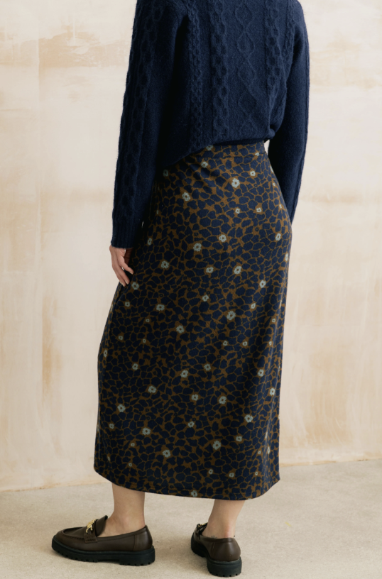 Lily & Me Melissa Floral Print Midi Skirt Burnt Caramel