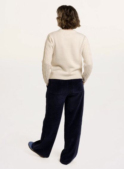 Brakeburn Dahlia Cable Knitted Crew Neck Jumper Cream