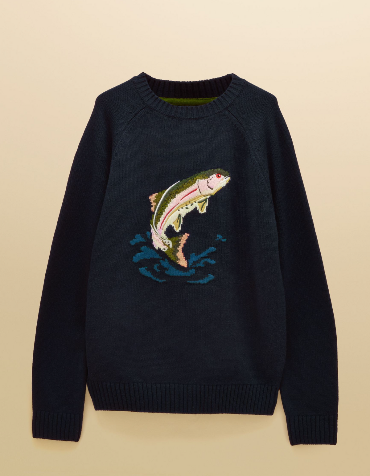 Joules Intarsia Crew Neck Fish Jumper Navy