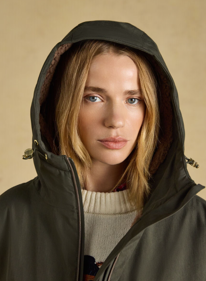 Joules Coverall Oversized Fleece Lined Waterproof Coat Green