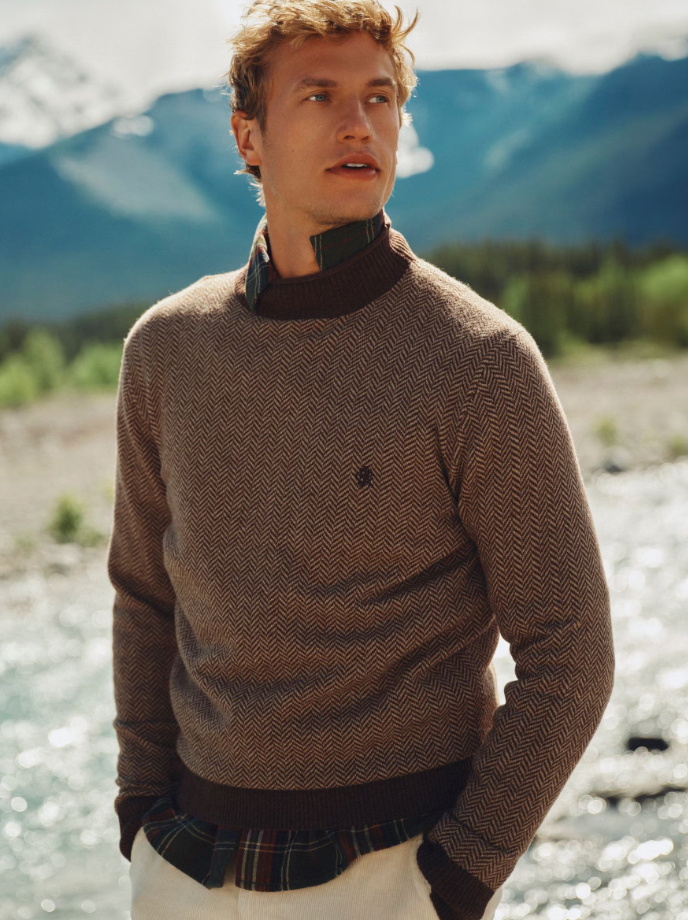 Joules Highland Roll Neck Jumper Brown
