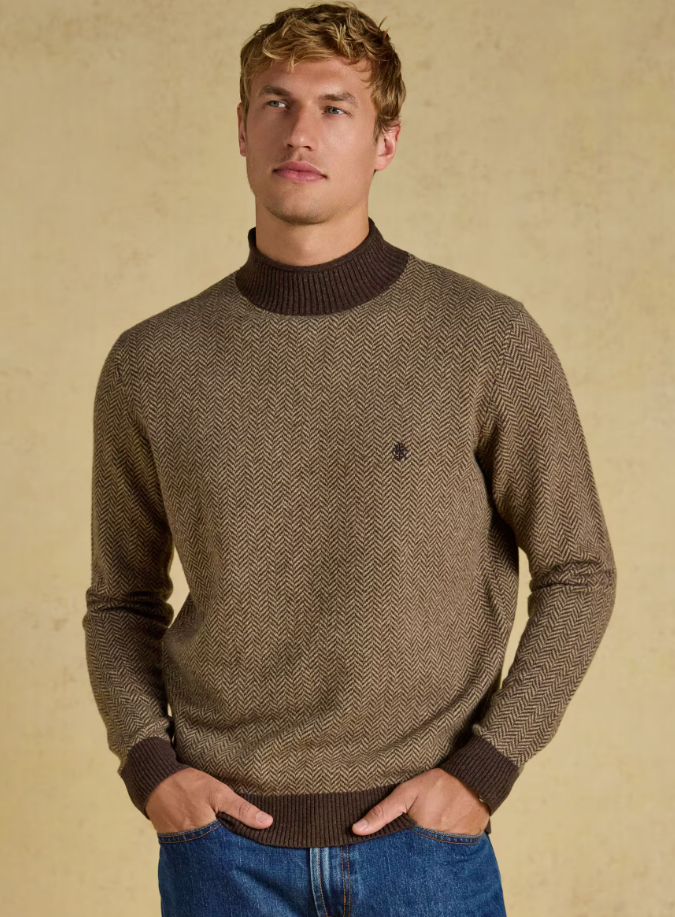 Joules Highland Roll Neck Jumper Brown