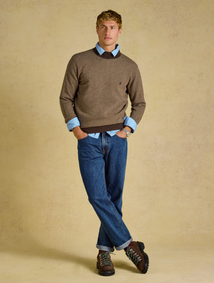 Joules Highland Roll Neck Jumper Brown