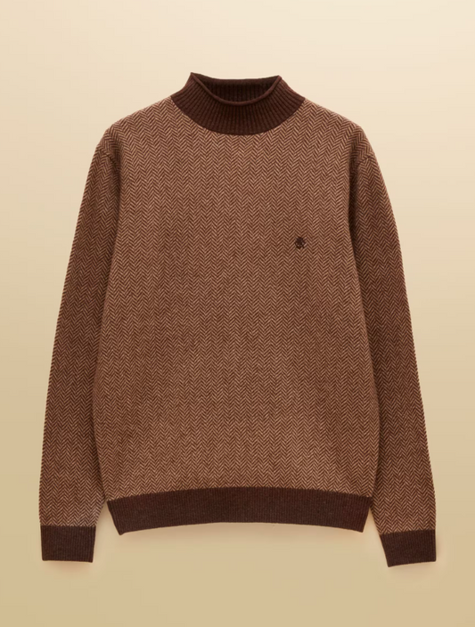 Joules Highland Roll Neck Jumper Brown