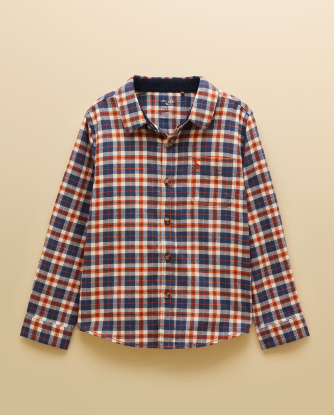 Joules Brushed Flannel Checked Shirt Burnt Orange