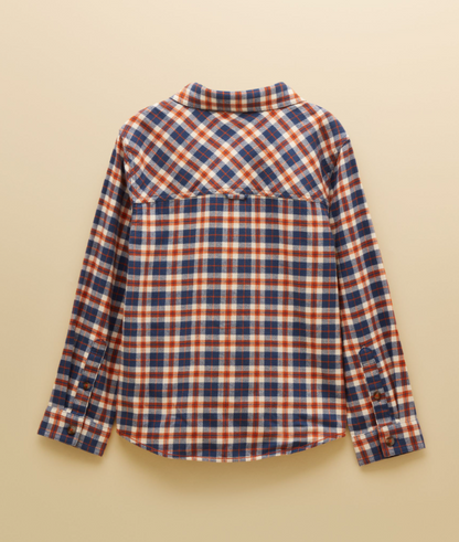Joules Brushed Flannel Checked Shirt Burnt Orange