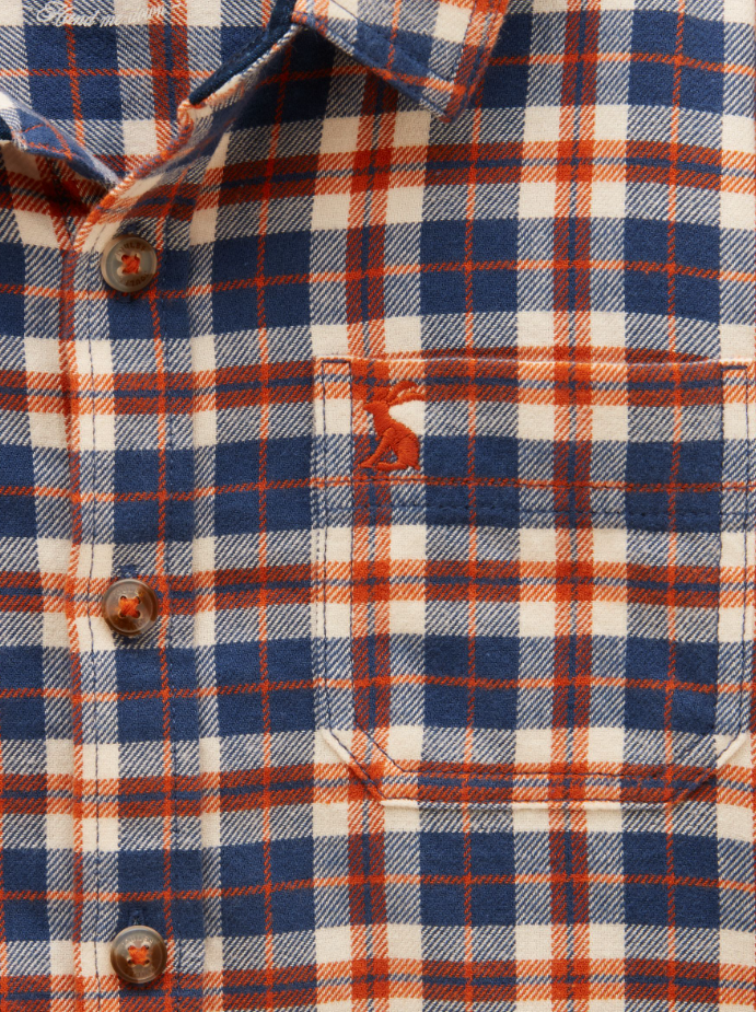Joules Brushed Flannel Checked Shirt Burnt Orange
