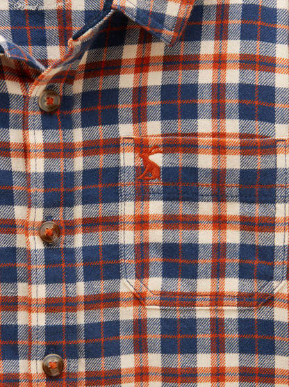 Joules Brushed Flannel Checked Shirt Burnt Orange