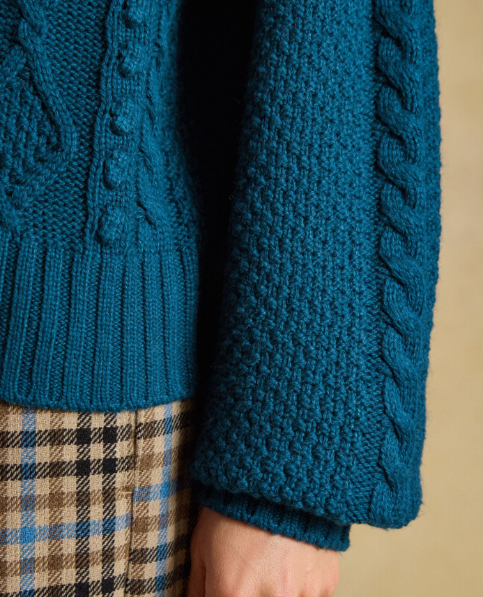 Joules Rafferty Cable Knit Cardigan Petrol