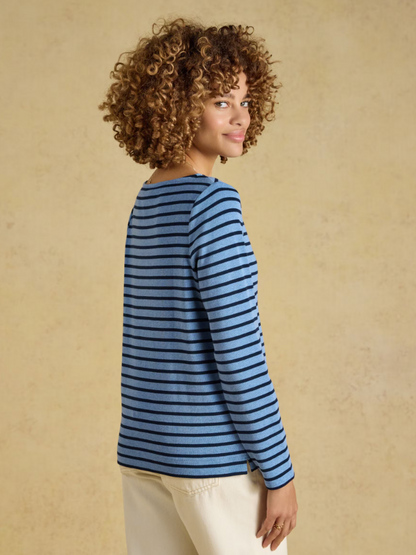 Joules Harbour Stripe Breton Top Blue Marl