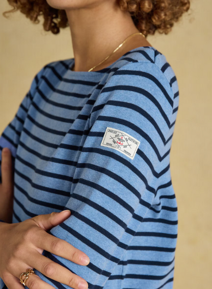 Joules Harbour Stripe Breton Top Blue Marl