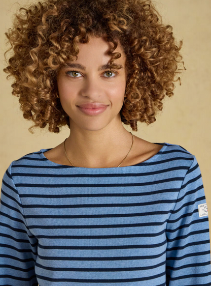 Joules Harbour Stripe Breton Top Blue Marl