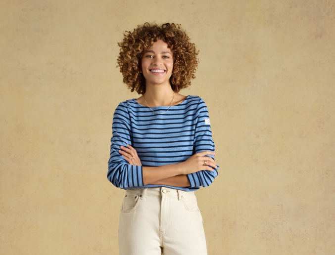 Joules Harbour Stripe Breton Top Blue Marl