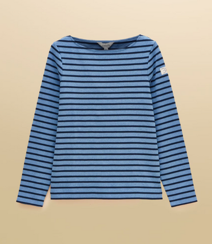 Joules Harbour Stripe Breton Top Blue Marl