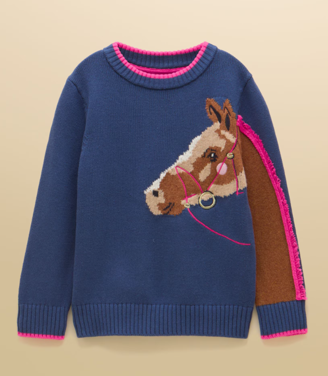 Joules Geegee Horse Intarsia Jumper Navy