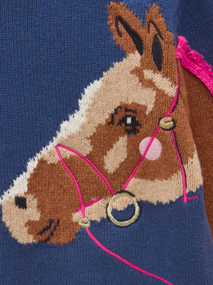 Joules Geegee Horse Intarsia Jumper Navy