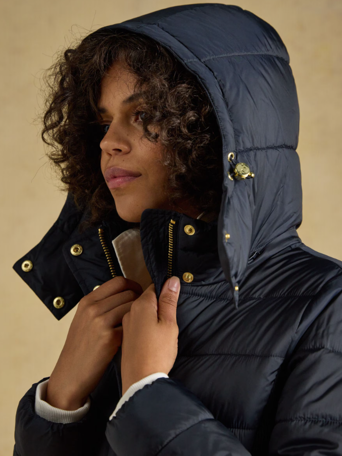Joules Windborough Showerproof Longline Padded Coat Navy