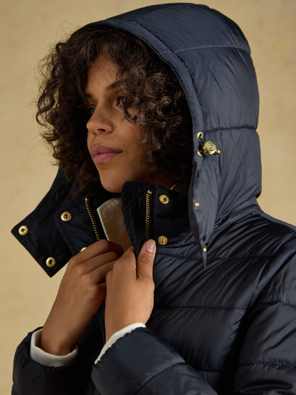 Joules Windborough Showerproof Longline Padded Coat Navy