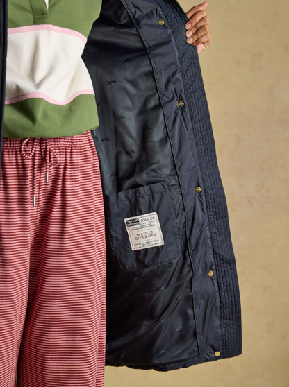 Joules Windborough Showerproof Longline Padded Coat Navy