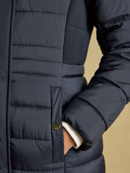 Joules Windborough Showerproof Longline Padded Coat Navy