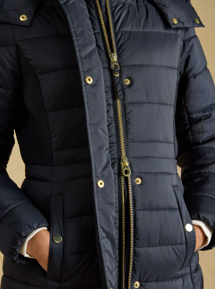 Joules Windborough Showerproof Longline Padded Coat Navy