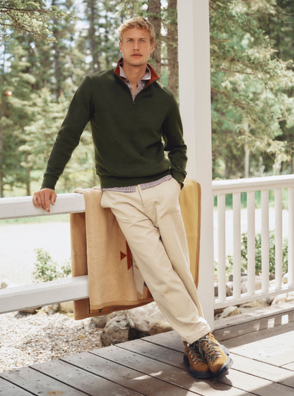 Joules Alistair French Ribbed 1/4 Zip Sweatshirt Green