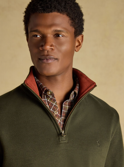 Joules Alistair French Ribbed 1/4 Zip Sweatshirt Green