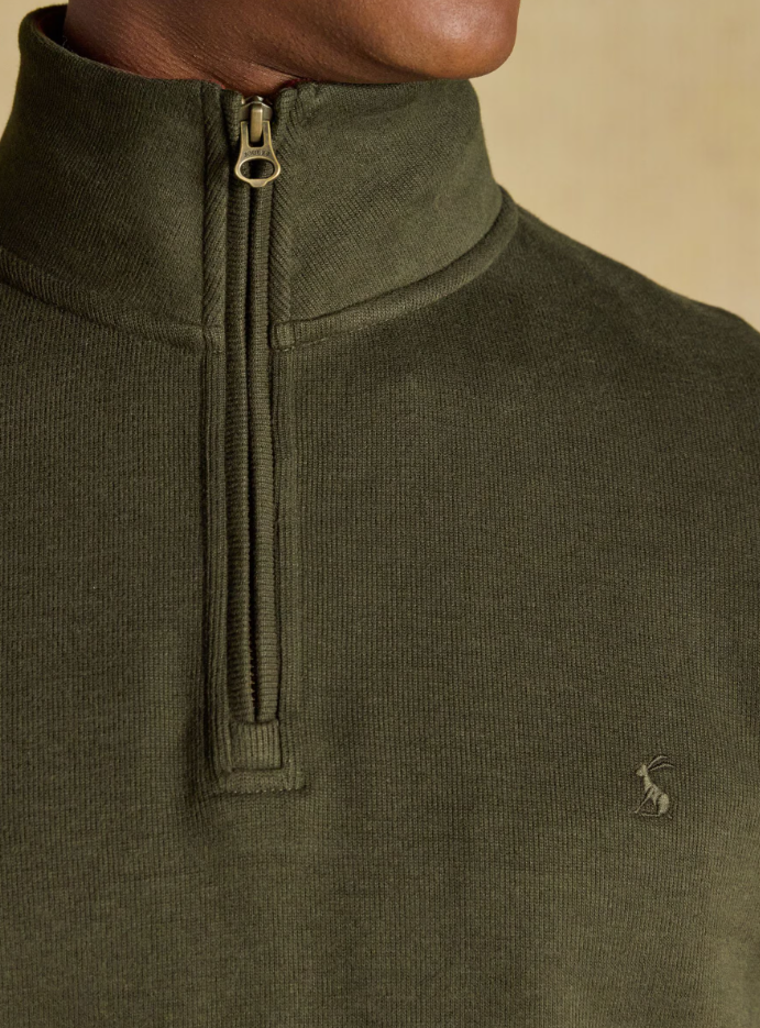 Joules Alistair French Ribbed 1/4 Zip Sweatshirt Green