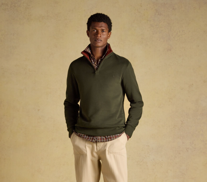Joules Alistair French Ribbed 1/4 Zip Sweatshirt Green