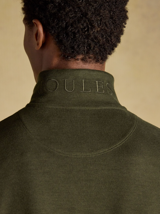Joules Alistair French Ribbed 1/4 Zip Sweatshirt Green