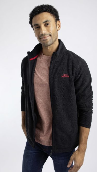 Weird Fish Merrill Full Zip Textured Fleece Black
