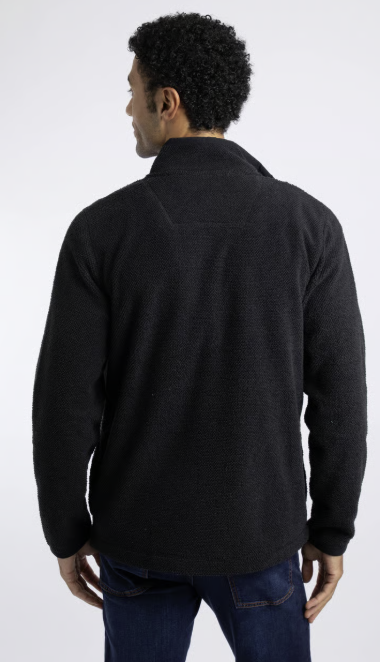 Weird Fish Merrill Full Zip Textured Fleece Black