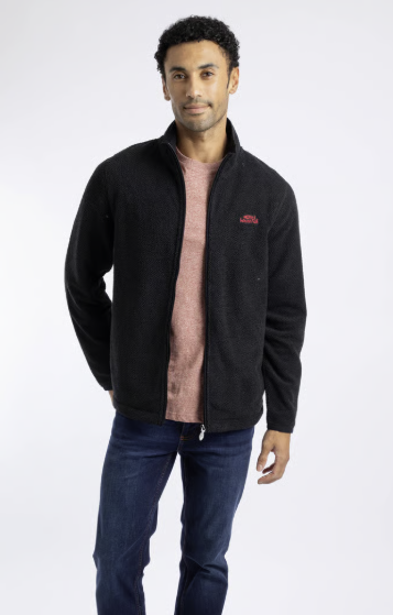 Weird Fish Merrill Full Zip Textured Fleece Black