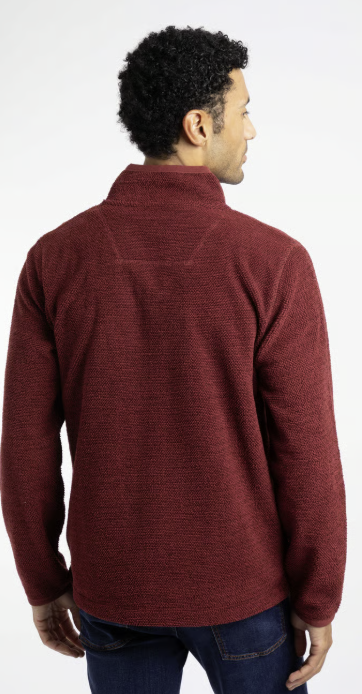 Weird Fish Merrill Full Zip Textured Fleece Barn Red