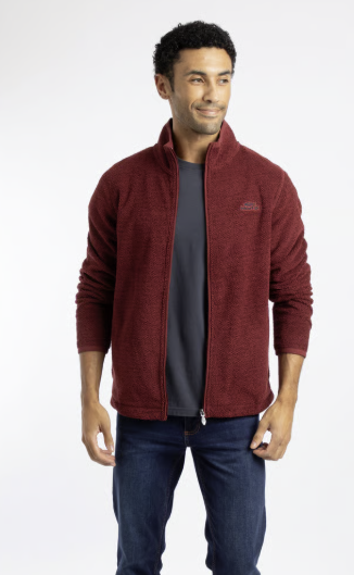 Weird Fish Merrill Full Zip Textured Fleece Barn Red