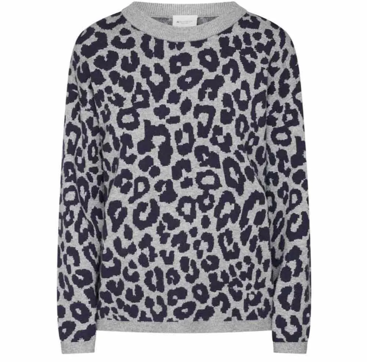 RedGreen Kettie Leopard Print Sweater Grey