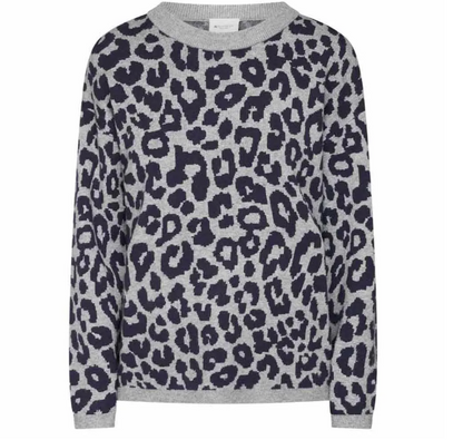 RedGreen Kettie Leopard Print Sweater Grey