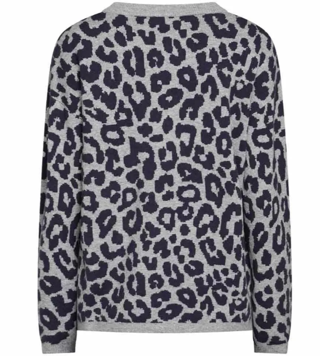RedGreen Kettie Leopard Print Sweater Grey