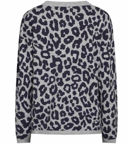 RedGreen Kettie Leopard Print Sweater Grey