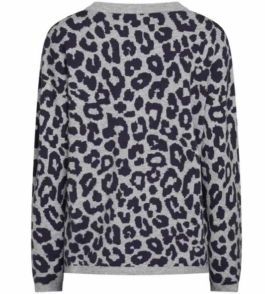 RedGreen Kettie Leopard Print Sweater Grey