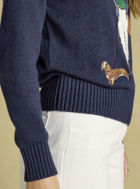 Joules Jonty Fox Crew Neck Knitted Jumper Navy