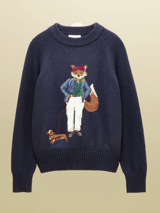 Joules Jonty Fox Crew Neck Knitted Jumper Navy